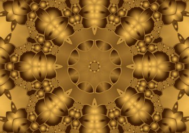 Dijital illüstrasyon, geometrik soyut renkli kaleydoskop simetrik desen ve gradyan etkisi. Klasik güzel dekoratif arkaplan