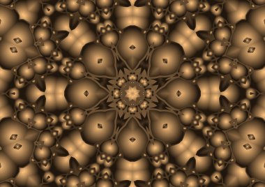 Dijital illüstrasyon, geometrik soyut renkli kaleydoskop simetrik desen ve gradyan etkisi. Klasik güzel dekoratif arkaplan