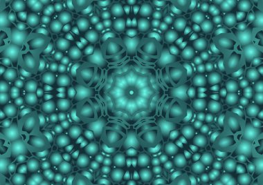 Dijital illüstrasyon, geometrik soyut renkli kaleydoskop simetrik desen ve gradyan etkisi. Klasik güzel dekoratif arkaplan