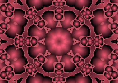 Dijital illüstrasyon, geometrik soyut renkli kaleydoskop simetrik desen ve gradyan etkisi. Klasik güzel dekoratif arkaplan