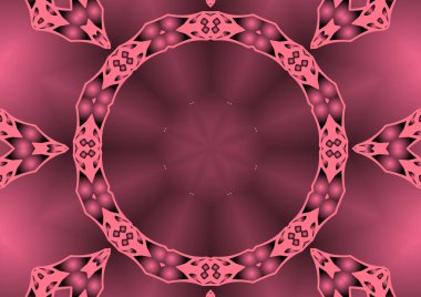 Dijital illüstrasyon, geometrik soyut renkli kaleydoskop simetrik desen ve gradyan etkisi. Klasik güzel dekoratif arkaplan
