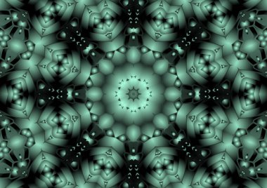Dijital illüstrasyon, geometrik soyut renkli kaleydoskop simetrik desen ve gradyan etkisi. Klasik güzel dekoratif arkaplan