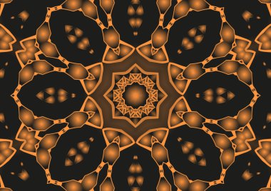 Dijital illüstrasyon, geometrik soyut renkli kaleydoskop simetrik desen ve gradyan etkisi. Klasik güzel dekoratif arkaplan