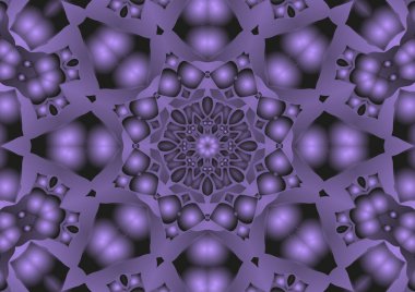 Dijital illüstrasyon, geometrik soyut renkli kaleydoskop simetrik desen ve gradyan etkisi. Klasik güzel dekoratif arkaplan