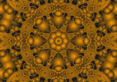 Dijital illüstrasyon, geometrik soyut renkli kaleydoskop simetrik desen ve gradyan etkisi. Klasik güzel dekoratif arkaplan