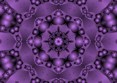 Dijital illüstrasyon, geometrik soyut renkli kaleydoskop simetrik desen ve gradyan etkisi. Klasik güzel dekoratif arkaplan