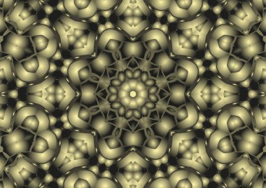 Dijital illüstrasyon, geometrik soyut renkli kaleydoskop simetrik desen ve gradyan etkisi. Klasik güzel dekoratif arkaplan