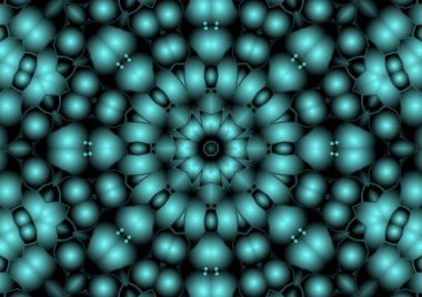 Dijital illüstrasyon, geometrik soyut renkli kaleydoskop simetrik desen ve gradyan etkisi. Klasik güzel dekoratif arkaplan