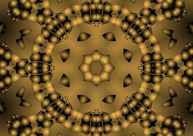 Dijital illüstrasyon, geometrik soyut renkli kaleydoskop simetrik desen ve gradyan etkisi. Klasik güzel dekoratif arkaplan