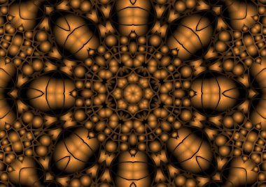 Dijital illüstrasyon, geometrik soyut renkli kaleydoskop simetrik desen ve gradyan etkisi. Klasik güzel dekoratif arkaplan