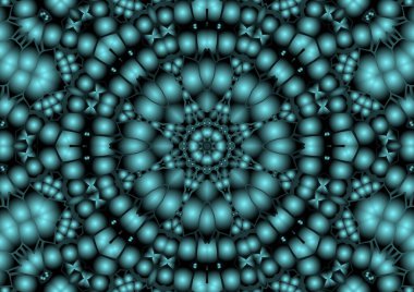 Dijital illüstrasyon, geometrik soyut renkli kaleydoskop simetrik desen ve gradyan etkisi. Klasik güzel dekoratif arkaplan