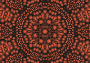 Dijital illüstrasyon, geometrik soyut renkli kaleydoskop simetrik desen ve gradyan etkisi. Klasik güzel dekoratif arkaplan