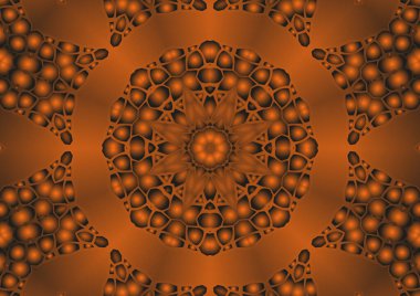 Dijital illüstrasyon, geometrik soyut renkli kaleydoskop simetrik desen ve gradyan etkisi. Klasik güzel dekoratif arkaplan