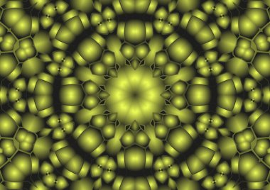 Dijital illüstrasyon, geometrik soyut renkli kaleydoskop simetrik desen ve gradyan etkisi. Klasik güzel dekoratif arkaplan