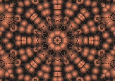 Dijital illüstrasyon, geometrik soyut renkli kaleydoskop simetrik desen ve gradyan etkisi. Klasik güzel dekoratif arkaplan