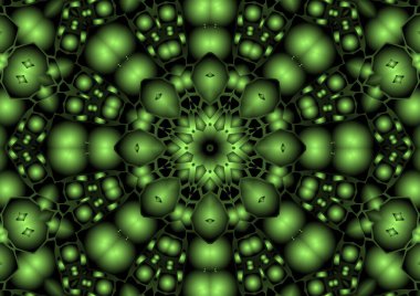 Dijital illüstrasyon, geometrik soyut renkli kaleydoskop simetrik desen ve gradyan etkisi. Klasik güzel dekoratif arkaplan