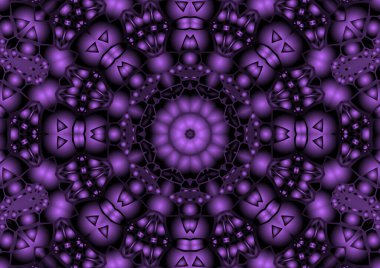 Dijital illüstrasyon, geometrik soyut renkli kaleydoskop simetrik desen ve gradyan etkisi. Klasik güzel dekoratif arkaplan