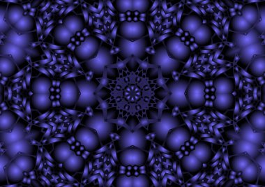 Dijital illüstrasyon, geometrik soyut renkli kaleydoskop simetrik desen ve gradyan etkisi. Klasik güzel dekoratif arkaplan