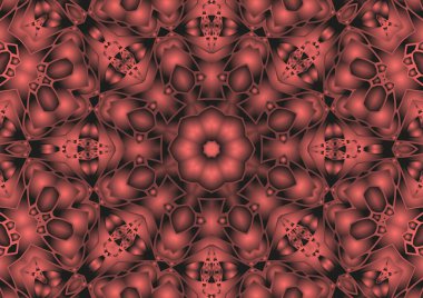 Dijital illüstrasyon, geometrik soyut renkli kaleydoskop simetrik desen ve gradyan etkisi. Klasik güzel dekoratif arkaplan