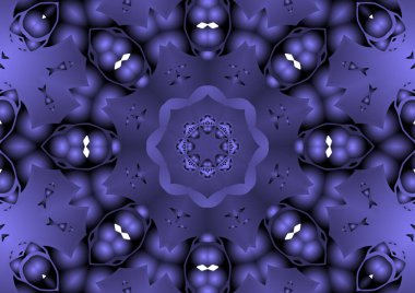 Dijital illüstrasyon, geometrik soyut renkli kaleydoskop simetrik desen ve gradyan etkisi. Klasik güzel dekoratif arkaplan