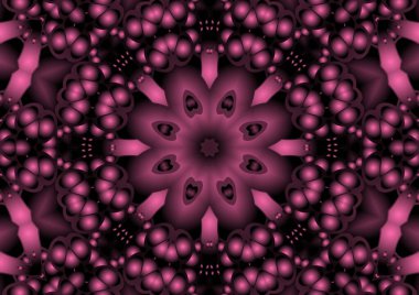 Dijital illüstrasyon, geometrik soyut renkli kaleydoskop simetrik desen ve gradyan etkisi. Klasik güzel dekoratif arkaplan