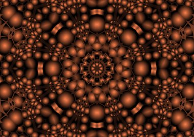 Dijital illüstrasyon, geometrik soyut renkli kaleydoskop simetrik desen ve gradyan etkisi. Klasik güzel dekoratif arkaplan