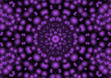 Dijital illüstrasyon, geometrik soyut renkli kaleydoskop simetrik desen ve gradyan etkisi. Klasik güzel dekoratif arkaplan