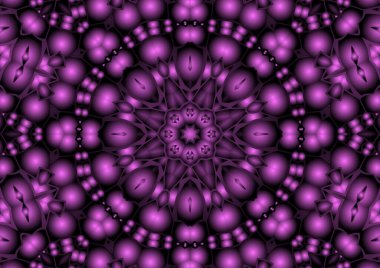 Dijital illüstrasyon, geometrik soyut renkli kaleydoskop simetrik desen ve gradyan etkisi. Klasik güzel dekoratif arkaplan