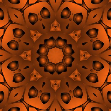 Dijital illüstrasyon, geometrik soyut renkli kaleydoskop simetrik desen ve gradyan etkisi. Klasik güzel dekoratif arkaplan