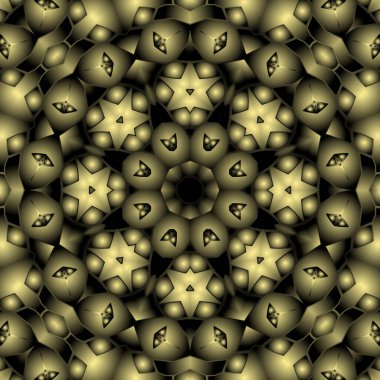 Dijital illüstrasyon, geometrik soyut renkli kaleydoskop simetrik desen ve gradyan etkisi. Klasik güzel dekoratif arkaplan