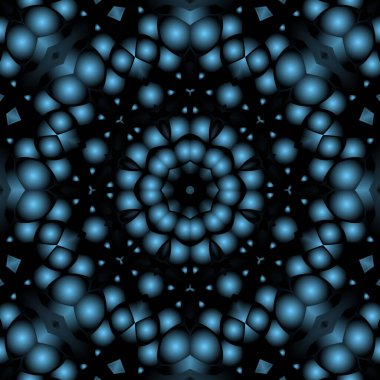 Dijital illüstrasyon, geometrik soyut renkli kaleydoskop simetrik desen ve gradyan etkisi. Klasik güzel dekoratif arkaplan