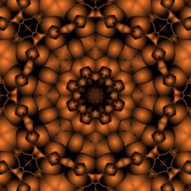 Dijital illüstrasyon, geometrik soyut renkli kaleydoskop simetrik desen ve gradyan etkisi. Klasik güzel dekoratif arkaplan