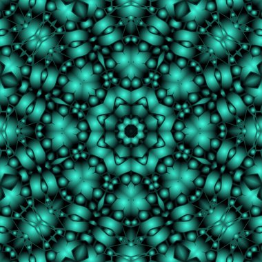 Dijital illüstrasyon, geometrik soyut renkli kaleydoskop simetrik desen ve gradyan etkisi. Klasik güzel dekoratif arkaplan