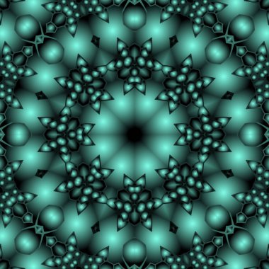 Dijital illüstrasyon, geometrik soyut renkli kaleydoskop simetrik desen ve gradyan etkisi. Klasik güzel dekoratif arkaplan