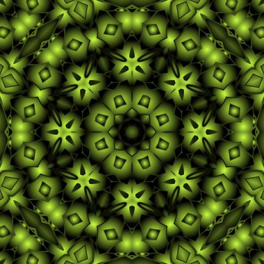 Dijital illüstrasyon, geometrik soyut renkli kaleydoskop simetrik desen ve gradyan etkisi. Klasik güzel dekoratif arkaplan