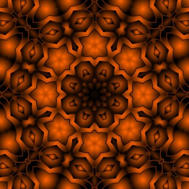 Dijital illüstrasyon, geometrik soyut renkli kaleydoskop simetrik desen ve gradyan etkisi. Klasik güzel dekoratif arkaplan