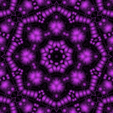 Dijital illüstrasyon, geometrik soyut renkli kaleydoskop simetrik desen ve gradyan etkisi. Klasik güzel dekoratif arkaplan