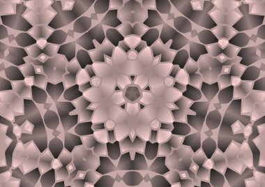 Dijital illüstrasyon, geometrik soyut renkli kaleydoskop simetrik desen ve gradyan etkisi. Klasik güzel dekoratif arkaplan