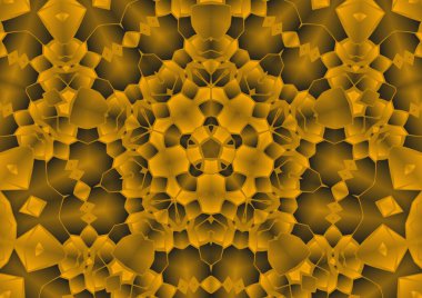 Dijital illüstrasyon, geometrik soyut renkli kaleydoskop simetrik desen ve gradyan etkisi. Klasik güzel dekoratif arkaplan