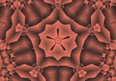 Dijital illüstrasyon, geometrik soyut renkli kaleydoskop simetrik desen ve gradyan etkisi. Klasik güzel dekoratif arkaplan