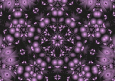 Dijital illüstrasyon, geometrik soyut renkli kaleydoskop simetrik desen ve gradyan etkisi. Klasik güzel dekoratif arkaplan