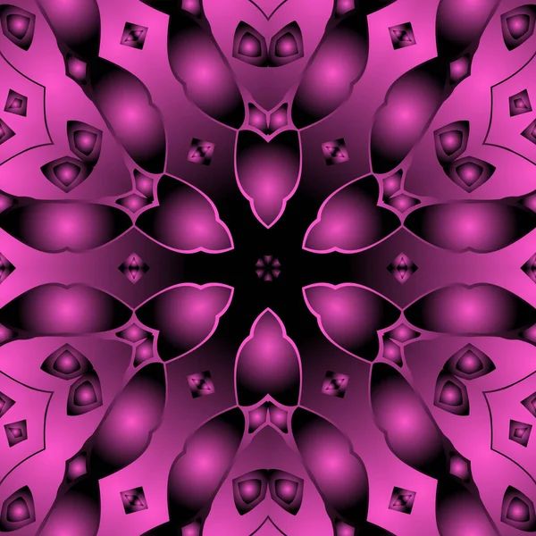 Dijital illüstrasyon, geometrik soyut renkli kaleydoskop simetrik desen ve gradyan etkisi. Klasik güzel dekoratif arkaplan