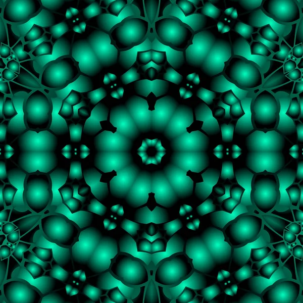 Dijital illüstrasyon, geometrik soyut renkli kaleydoskop simetrik desen ve gradyan etkisi. Klasik güzel dekoratif arkaplan