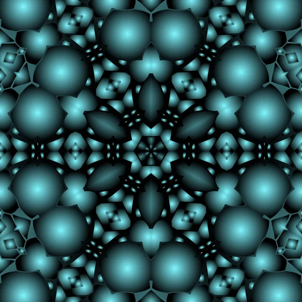 Dijital illüstrasyon, geometrik soyut renkli kaleydoskop simetrik desen ve gradyan etkisi. Klasik güzel dekoratif mavi arkaplan