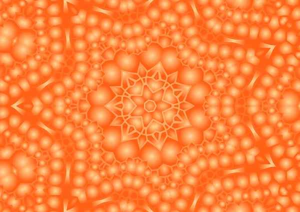Dijital illüstrasyon, geometrik soyut renkli kaleydoskop simetrik desen ve gradyan etkisi. Klasik güzel dekoratif turuncu arka plan