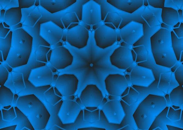 デジタルイラスト グラデーション効果を持つ幾何学的な抽象的なカラフルな万華鏡対称パターン ヴィンテージ美しい装飾青の背景 — ストック写真