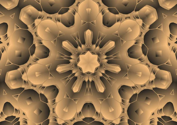 Dijital illüstrasyon, geometrik soyut renkli kaleydoskop simetrik desen ve gradyan etkisi. Klasik güzel dekoratif arkaplan