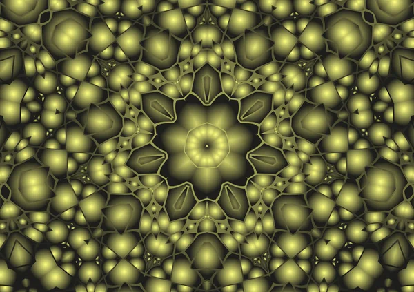 Dijital illüstrasyon, geometrik soyut renkli kaleydoskop simetrik desen ve gradyan etkisi. Klasik güzel dekoratif arkaplan