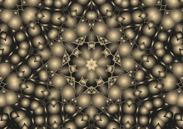 Dijital illüstrasyon, geometrik soyut renkli kaleydoskop simetrik desen ve gradyan etkisi. Klasik güzel dekoratif arkaplan