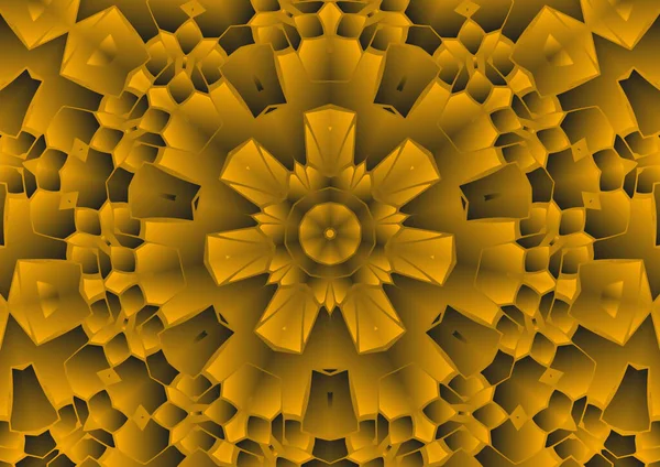 Dijital illüstrasyon, geometrik soyut renkli kaleydoskop simetrik desen ve gradyan etkisi. Klasik güzel dekoratif arkaplan